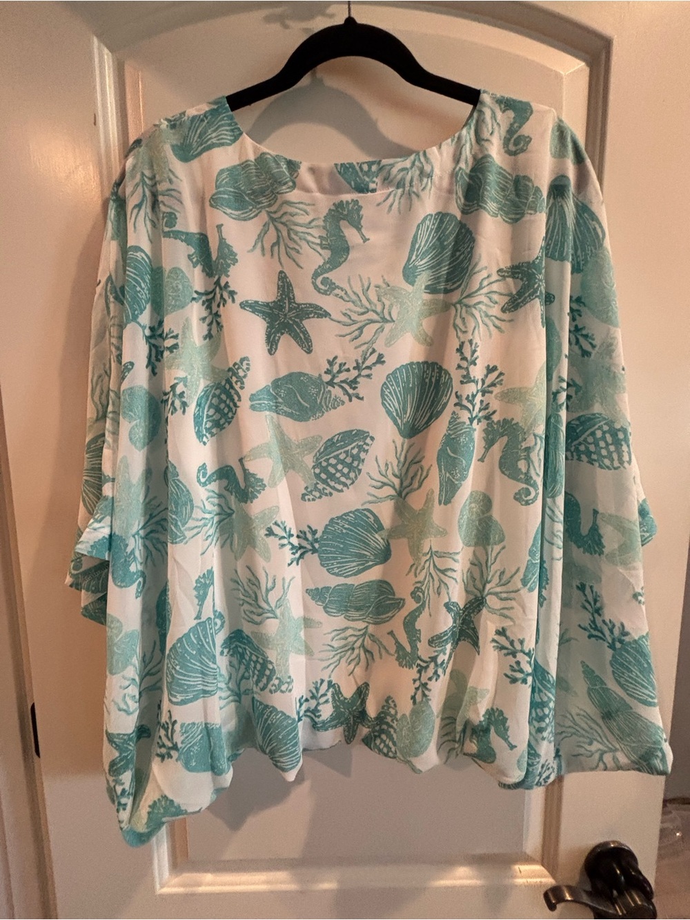 NEW Belle  by Kim Gravel Turquoise & Beige Coastal Shell Print Duvet Cover
